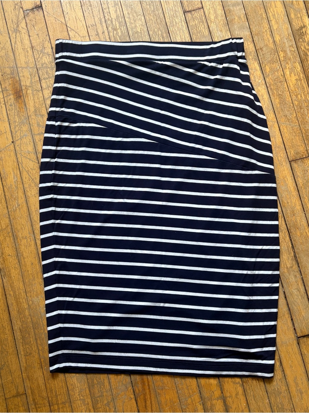 Signature Reitmans Striped Navy and White Pencil Midi Skirt Size Small